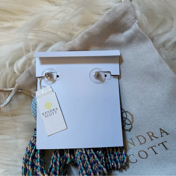 Kendra Scott Masie Statement Tassel Drop Earrings - NWT - Rhodium Periwinkle - Picture 8 of 9